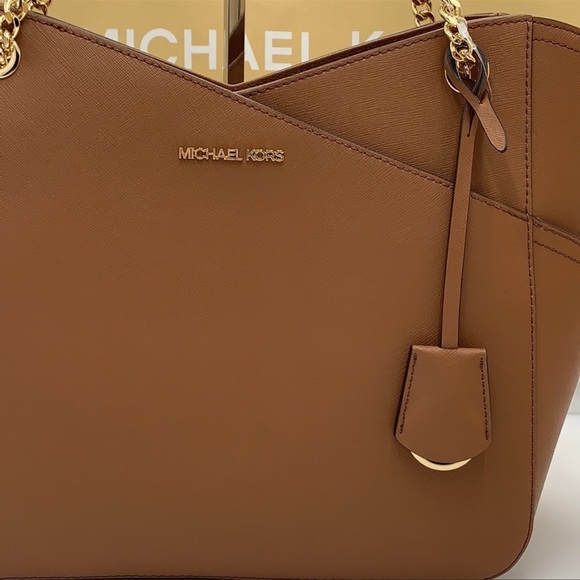 MICHAEL KORS LARGE X CHAIN LOGO SHOULDER BAG BROWN - Picture 6 of 16